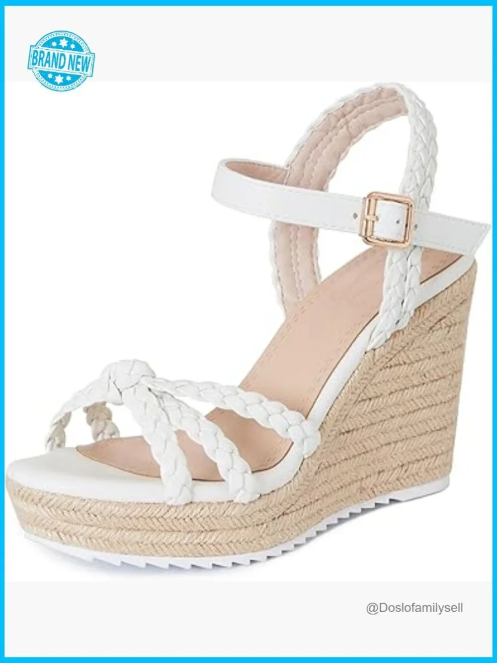 Wedge Sandals Espadrilles Braided Knot Ankle Strap Summer Heels Platform